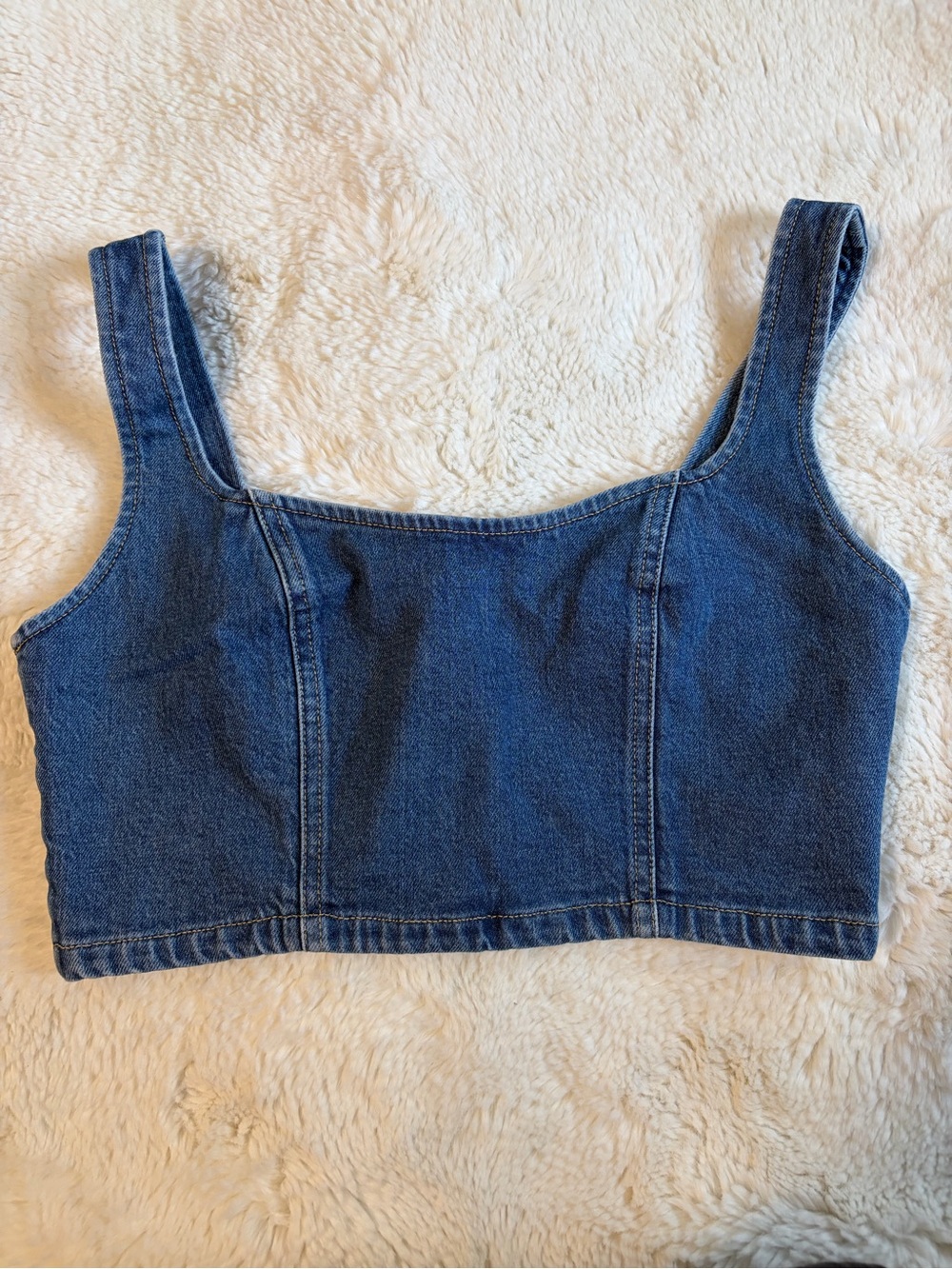 GAP Cropped Denim Brami Medium Wash Cotton Bustier Top Size 2